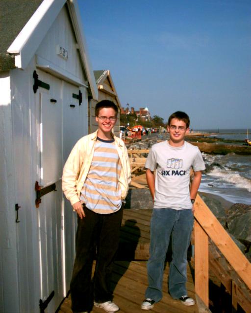 Edward and Oliver on the Beach Hut platform